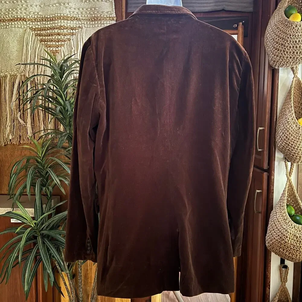 Vintage Parts by Machine Velvet Blazer Men L Brown Sport Coat Indie Academia Y2K